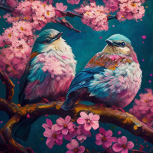 Oiseaux et fleurs de cerisier