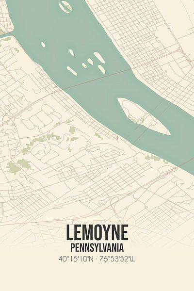 Vintage map of Lemoyne (Pennsylvania), USA. by Prints of Place