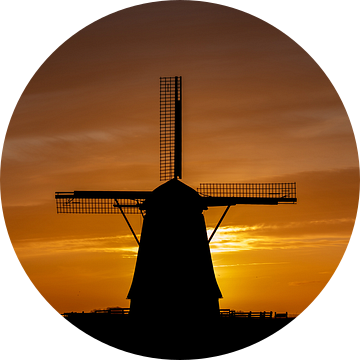 Molen Het Noorden Texel zonsondergang van Texel360Fotografie Richard Heerschap