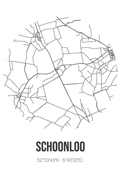 Schoonloo (Drenthe) | Map | Black and white by Prints of Place