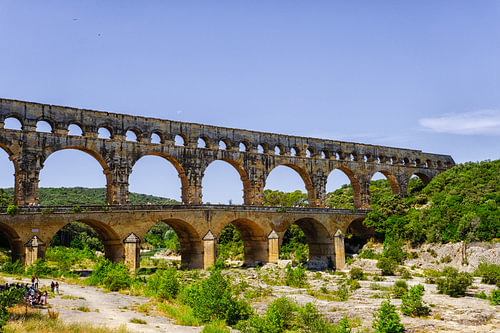 Het beroemde aquaduct Pont du Gard in de Gard in Frankrijk.