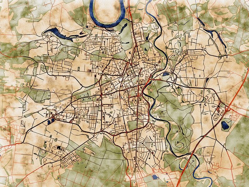 Map of Dessau-Roßlau with the style 'Serene Summer' by Maporia