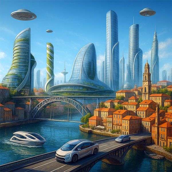 Futuristisches Porto – Vision einer Stadt zwischen Vergangenheit und Zukunft von Eric Nagel