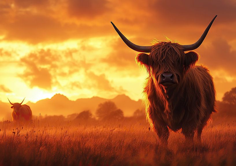 Highland Cow "Horn and heart: The Scottish beauty set in scene" by Niklas Maximilian