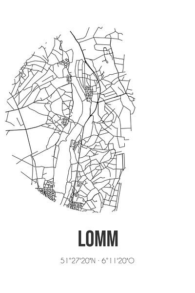Lomm (Limburg) | Map | Black and white by Prints of Place