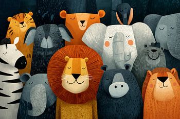 Schattige dierenvrienden illustratie kinderkamer