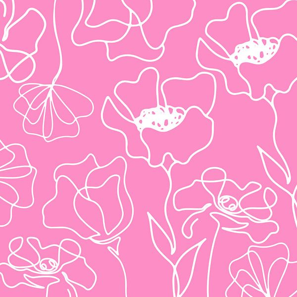 Scandinavian Flowers Market Pink by Mad Dog Art
