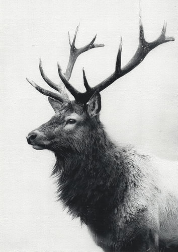 „Spirit of the Wilderness“ – Minimalistische Elch-Tuschezeichnung