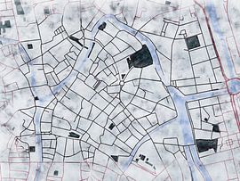 Map of Gent centrum with the style 'White Winter'
