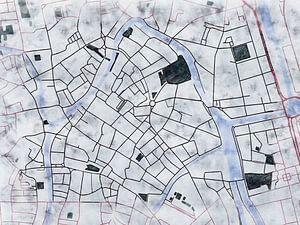 Karte von Gent centrum im stil 'White winter'