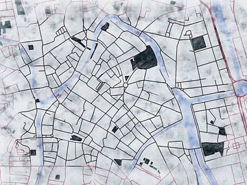 Kaart van Gent centrum in de stijl 'White Winter' van Maporia