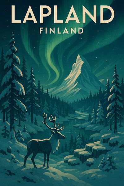 Lapland Finland Vintage Reisposter van Travel Shop