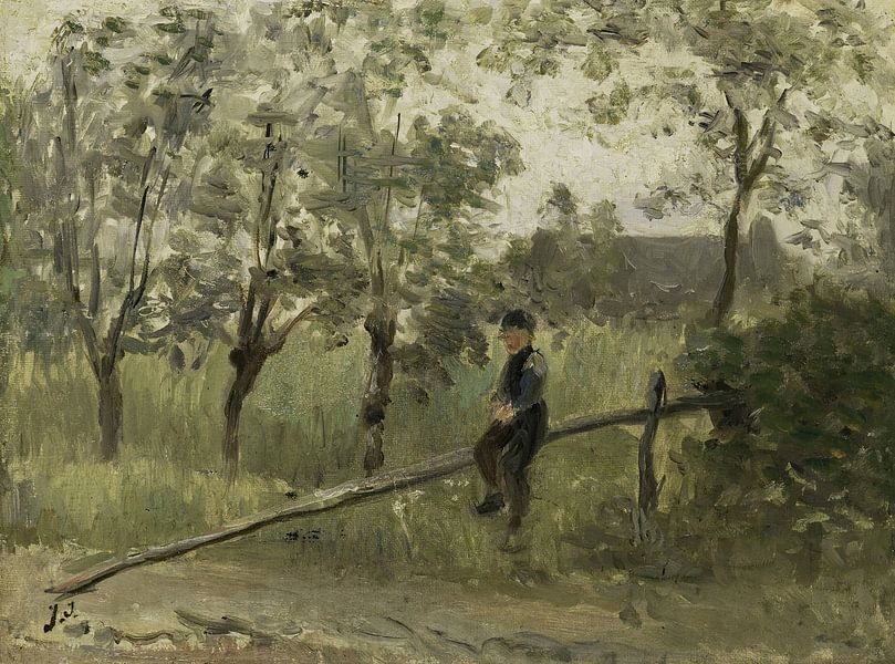 Country Boy on a Pole Barrier, Jozef Israëls by Masterful Masters