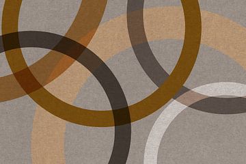 Abstracte organische vormen in bruin, oker, beige. Moderne geometrie in retrostijl nr. 10 van Dina Dankers