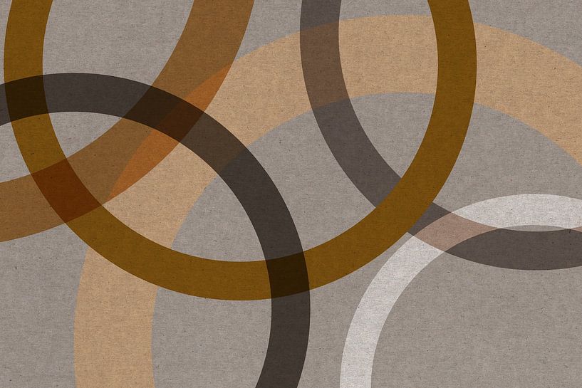 Abstrakte organische Formen in Braun, Ocker, Beige. Moderne Geometrie im Retro-Stil Nr. 10 von Dina Dankers