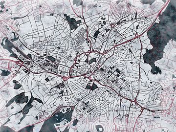 Kaart van Reutlingen in de stijl 'White Winter' van Maporia