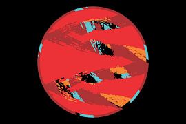 Crimson Eclipse – Moderner, abstrakter Pinselstrich-Kreis