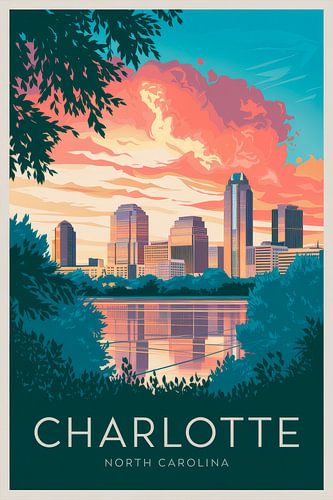 Charlotte, North Carolina Vintage Reisposter