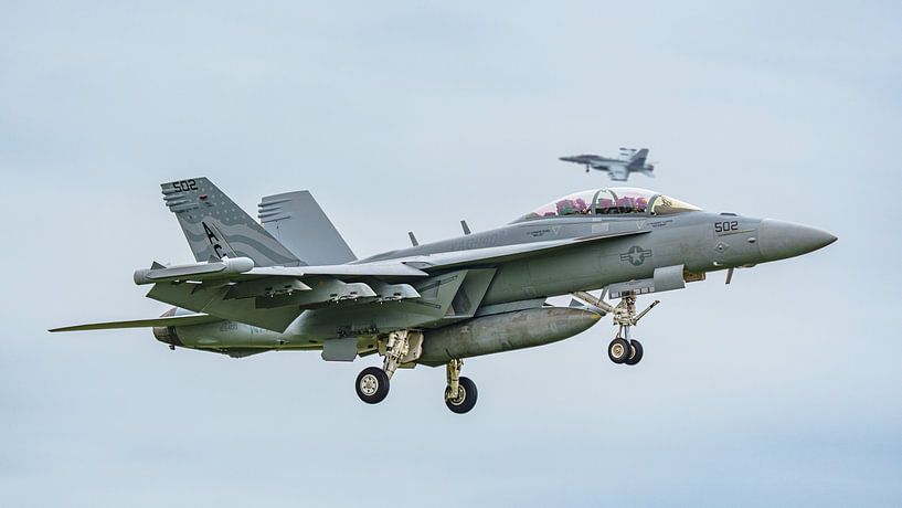 Landing U.S. Navy Boeing EA-18G Growler. by Jaap van den Berg