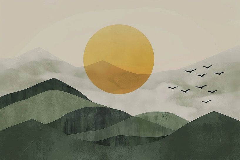 Grün – Minimalistische Landschaft von Poster Art Shop