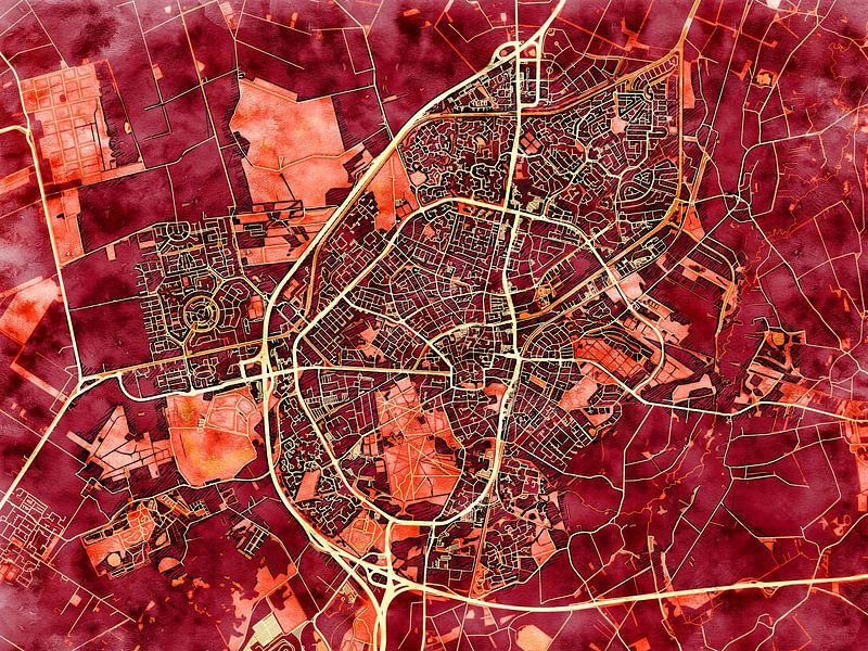 Map of Assen with the style 'Amber Autumn' by Maporia