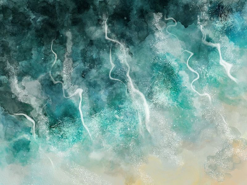 Abstraktes Meer - Digital Alcohol Ink von Marianne Eggink - Fotografie und digitale Kunst