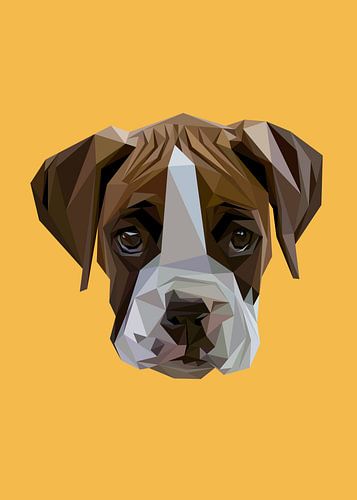 De Boxer Hondenkop in Low Poly Abstract