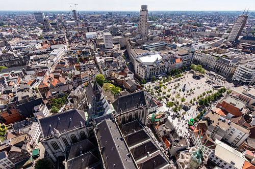 View from Antwerp Cathedral; Groenplaats and the ship