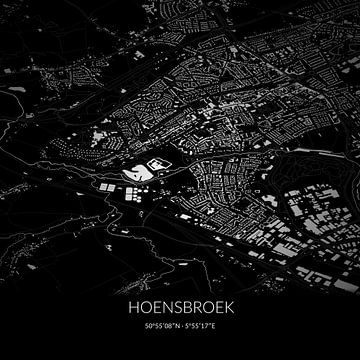 Black-and-white map of Hoensbroek, Limburg. by Rezona