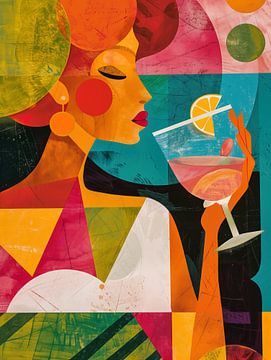 Art Deco Happy Hour | Femme avec cocktail sur Frank Daske | Foto & Design