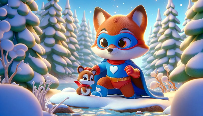 Foxy saviour in the snowy winter forest by artefacti