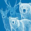 Cerfs et ours en ligne sur Vlindertuin-Art