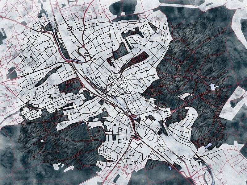 Map of Menden (Sauerland) with the style 'White Winter' by Maporia