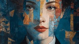 Portrait abstrait mystique aux couleurs de l'arc-en-ciel sur Aden Pink Studio