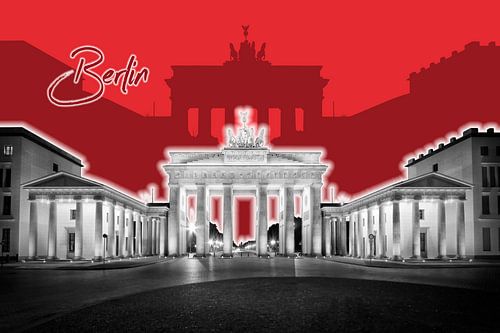 BERLIN Porte de Brandebourg | Graphic Art | rouge