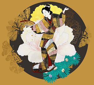 Geisha et ses papillons sur Gisela- Art for You