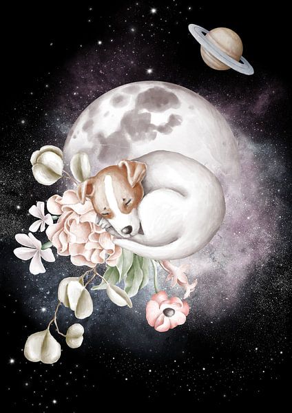 Little puppy in the moon by Lucia
