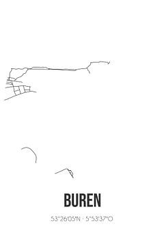 Buren (Fryslan) | Map | Black and white by Prints of Place