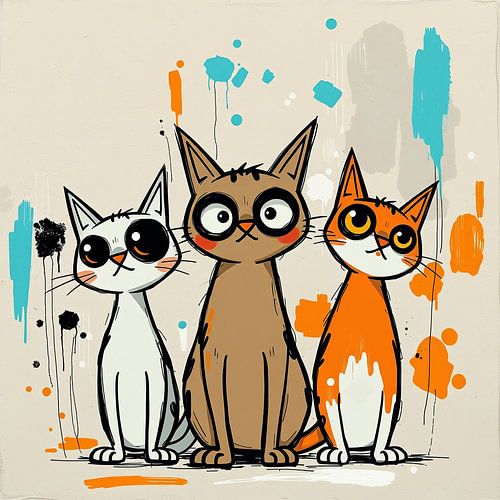 Kattentrio - Moderne straatkunstschildering