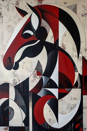 Abstract paard met geometrische vormen en lijnen