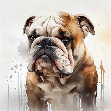 Aquarel Britse Bulldog van Chromatic Fusion Studio