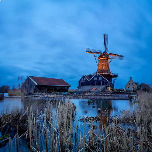 De Rat sawmill in IJlst during the blue hour