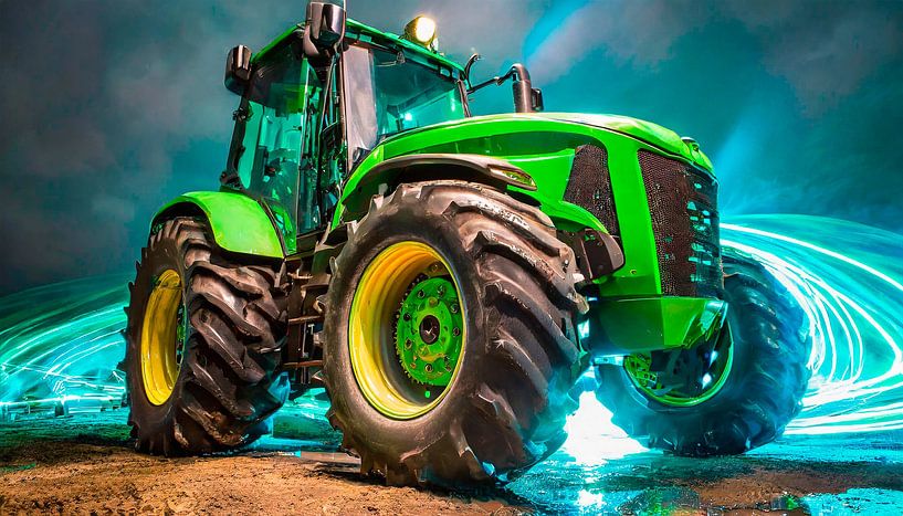 Groene kleuren Trekker met elektromotor van Mustafa Kurnaz