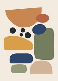 minimalist mid-century modern abstract illustrations with geometric shapes and lines in warm, earthy colors by Adam Khabibi