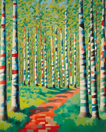 Orange birch forest - forest by Geef Kleur aan je Dag