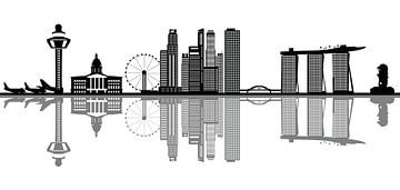 skyline singapore stad in azie met hoogbouw en hotels van ChrisWillemsen