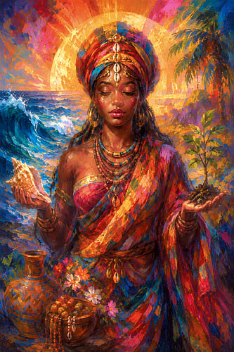 African sea deity Afrekete painting