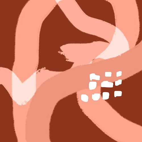 Abstracte organische lijnen en vormen in terracotta en roze nr. 7