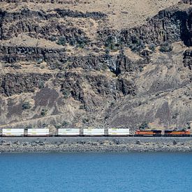 Trein langs Hood River van Jan-Thijs Menger