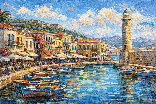 Rethymnon in Griekenland schilderij.